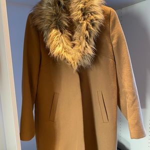 H&M camel trench with removable fur collar